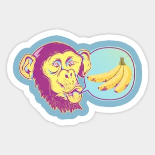 Chimpanzee with bunch of bananas Sticker